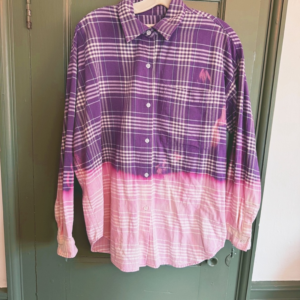 Electric & Rose Purple and Pink Gradient Plaid Shirt NWOT